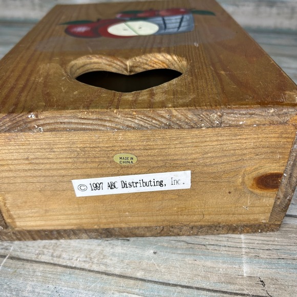 Wooden Heart Apple Box Plastic Bags Wall Decor 1997 ABC Distributing Inc Country - Picture 7 of 11